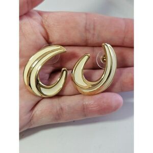 Trifari enamel and gold tone earrings